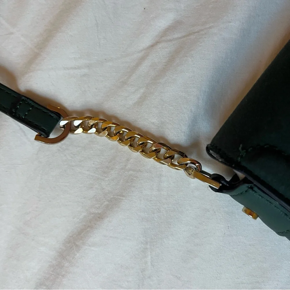 Topshop Emerald Green and Gold Studded Crossbody Bag